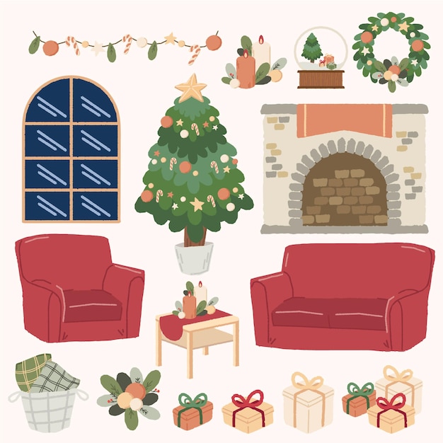 Elementos de decoración de navidad