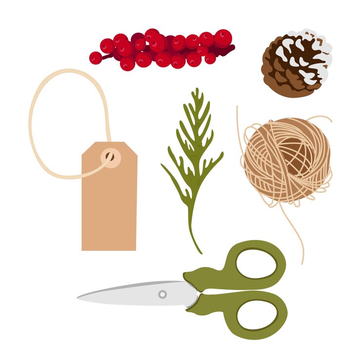 Vector elementos para decoración navideña o embalaje vector plano en estilo minimalista
