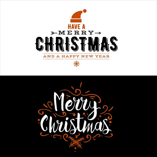 Elementos de decoración vectorial de Navidad feliz en fondo oscuro