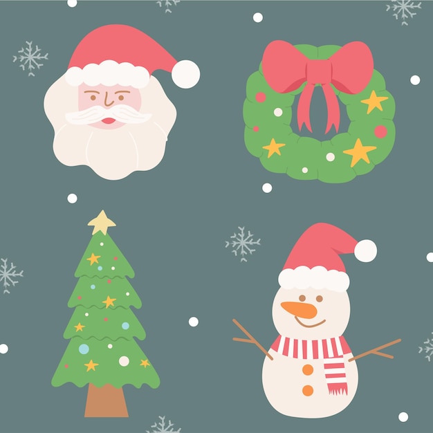 Elementos y decoraciones navideñas festivas Ilustraciones vectoriales