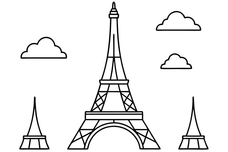 Vector elementos decorativos artísticos de la línea de la torre eiffel para proyectos de diseño artístico