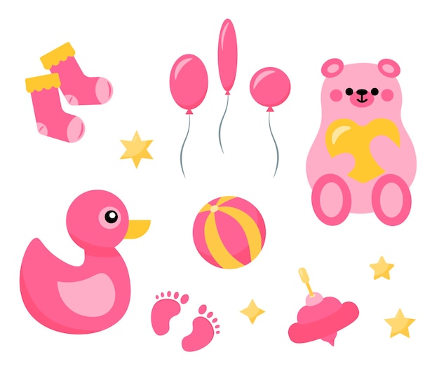 Elementos decorativos para el diseño de baby shower Diseño de elemento vectorial de banner de tarjeta de fiesta de revelación de género