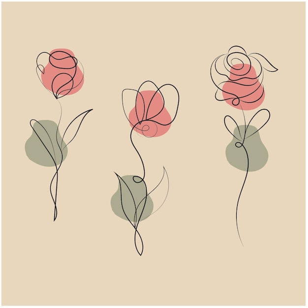 Elementos decorativos florales dibujados a mano por vectores