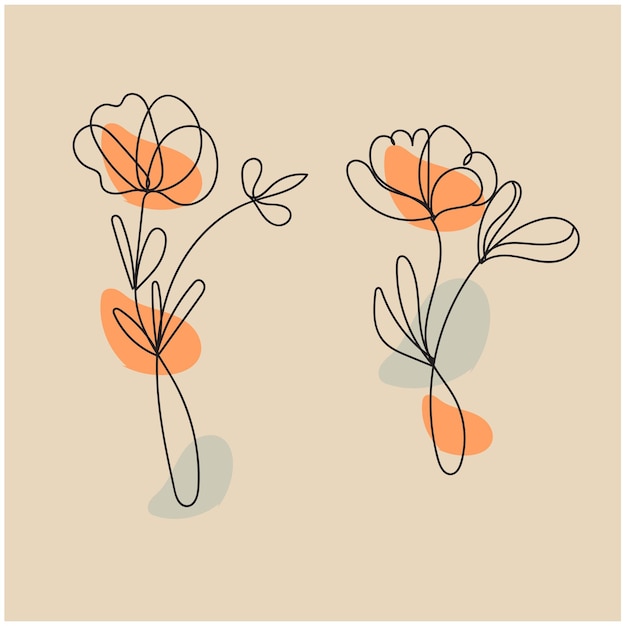 Elementos decorativos florales dibujados a mano por vectores