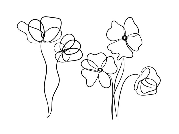 Elementos decorativos florales dibujados a mano