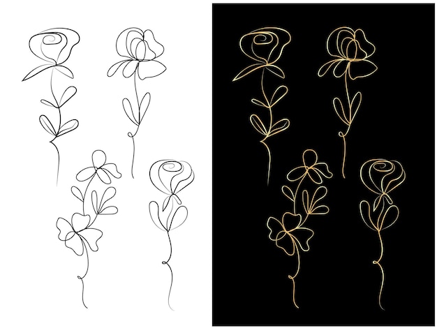 Elementos decorativos florales vectoriales
