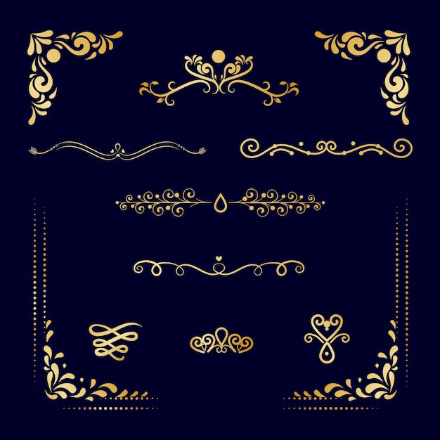 Elementos decorativos de oro para un diseño elegante