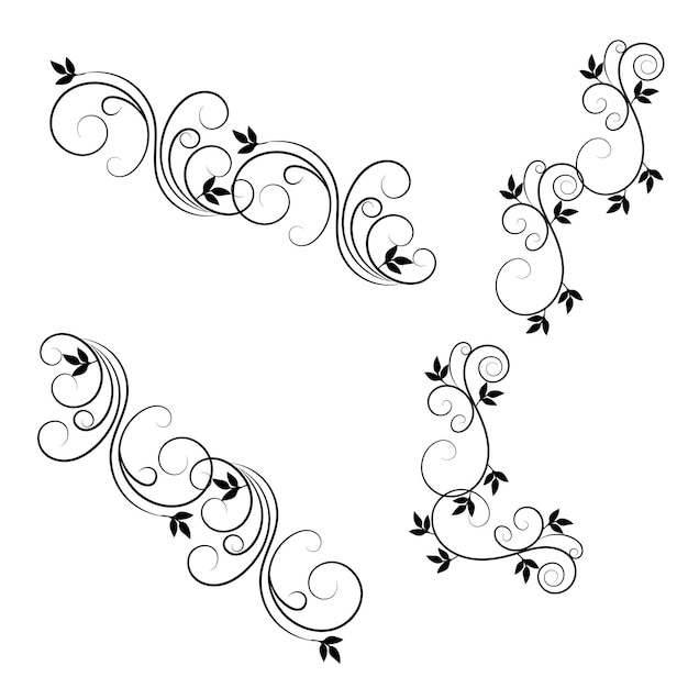 elementos de desplazamiento vintage de línea vectorial para diseño ornamentado