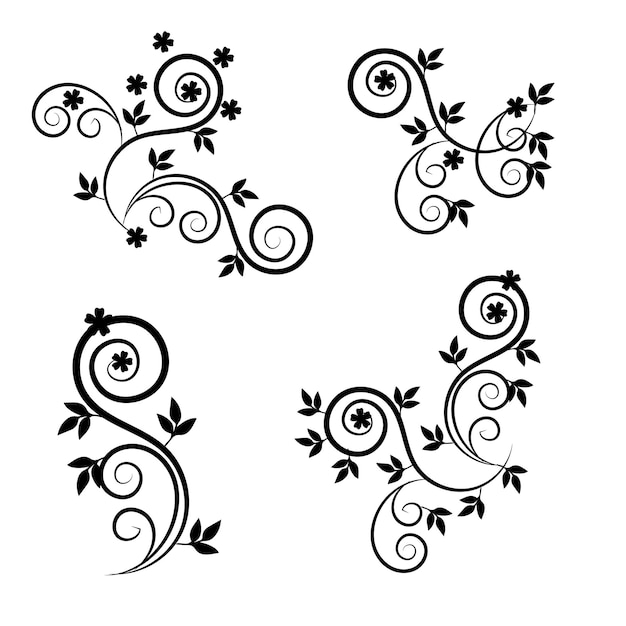 elementos de desplazamiento vintage de línea vectorial para diseño ornamentado