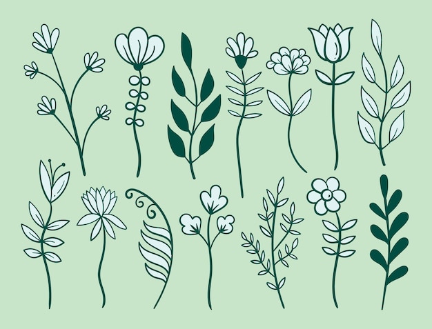 Elementos dibujados a mano doodle floral