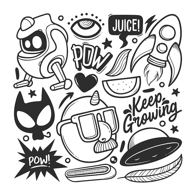 Elementos dibujados a mano Doodle Vector