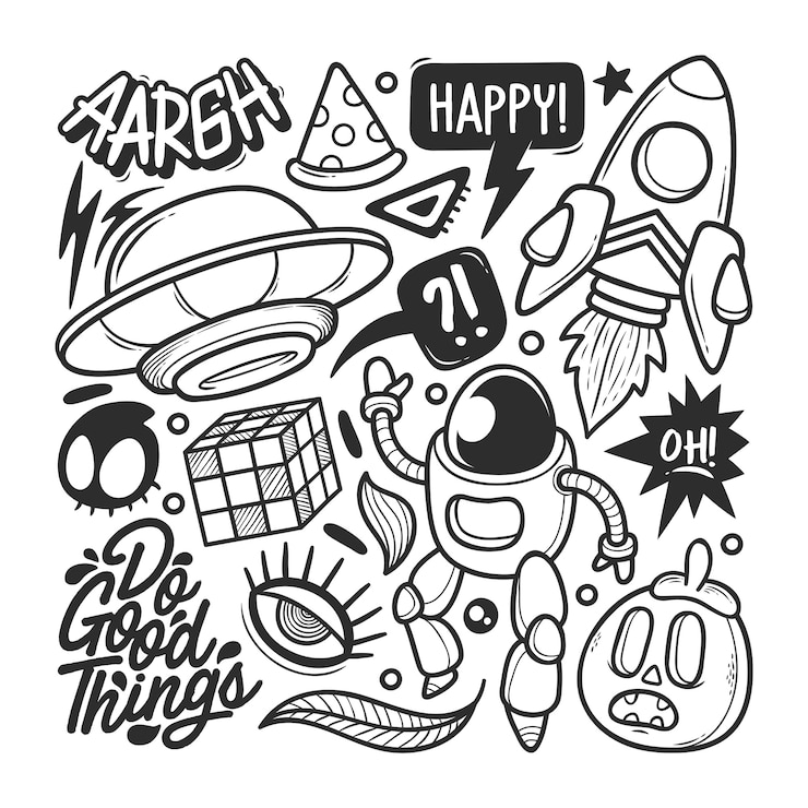 Vector elementos dibujados a mano doodle vector