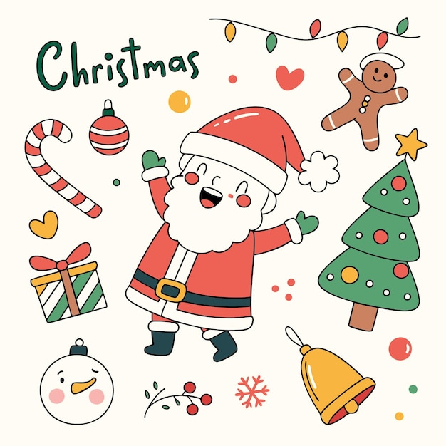 elementos dibujados a mano de Navidad