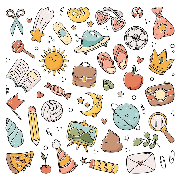 elementos de dibujo de bocetos para niños