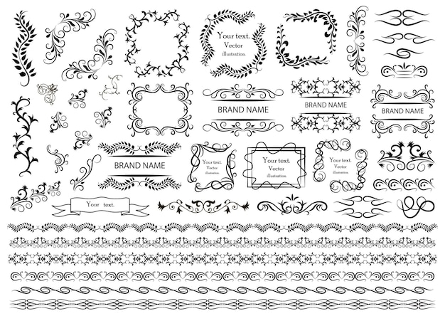 Elementos de diseño caligráfico Ilustración de vector retro