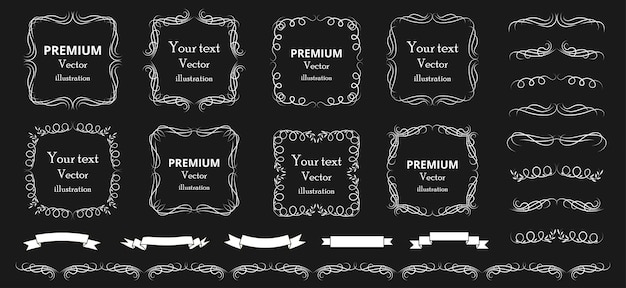 elementos de diseño caligráfico remolinos decorativos y rollos marcos vintage florece etiquetas y