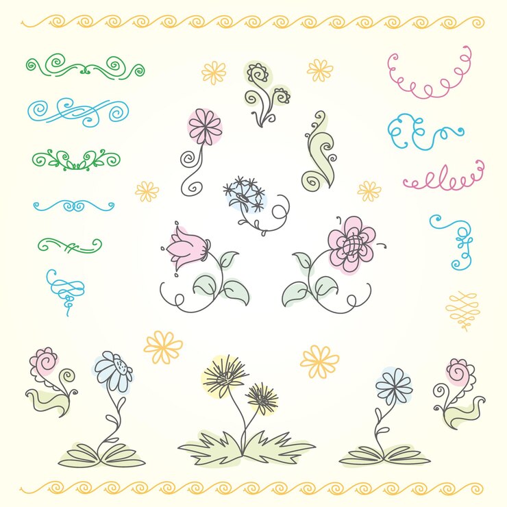 Vector elementos de diseño caligráfico y vector de decoración de página.