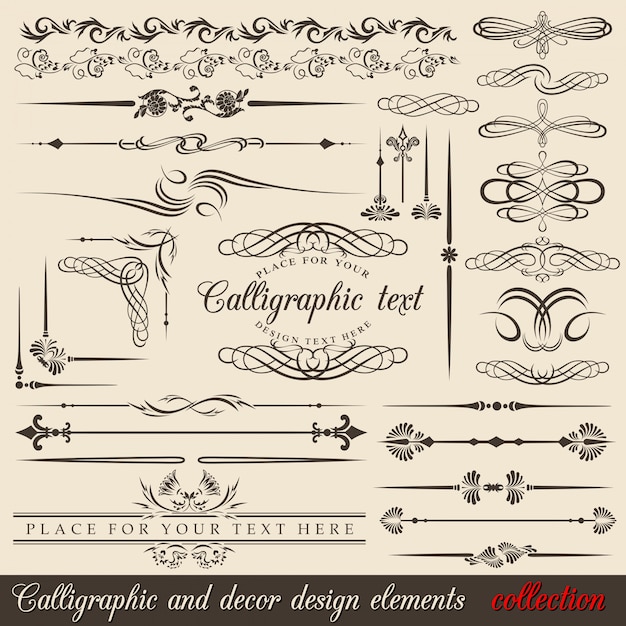 Vector elementos de diseño caligráfico