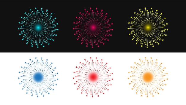 Elementos de diseño de celebración de fuegos artificiales para hacer diseños de iluminación, vectores e ilustraciones