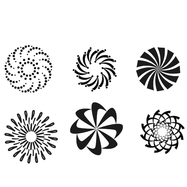 Elementos de diseño del círculo Conjunto de elementos en espiral Conjunto del icono en espiral Swirl helix gyre curl loop symbo