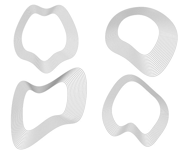 Elementos de diseño Círculo de forma deformada conchas marinas Establecer elemento de logotipo de rayas onduladas circulares abstractas sobre fondo blanco aislado Ilustración vectorial EPS 10 ola con líneas creadas con la herramienta de mezcla
