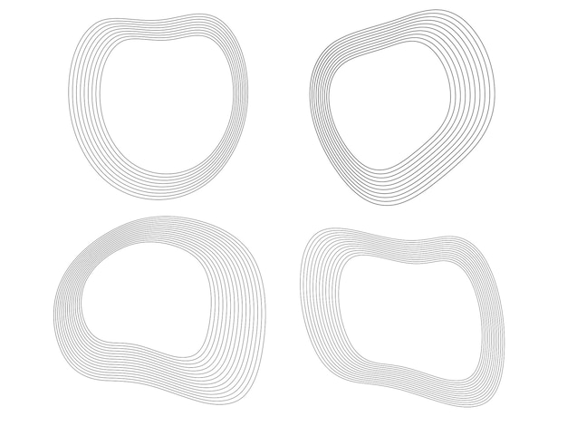 Elementos de diseño Círculo de forma deformada conchas marinas Establecer elemento de logotipo de rayas onduladas circulares abstractas sobre fondo blanco aislado Ilustración vectorial EPS 10 ola con líneas creadas con la herramienta de mezcla