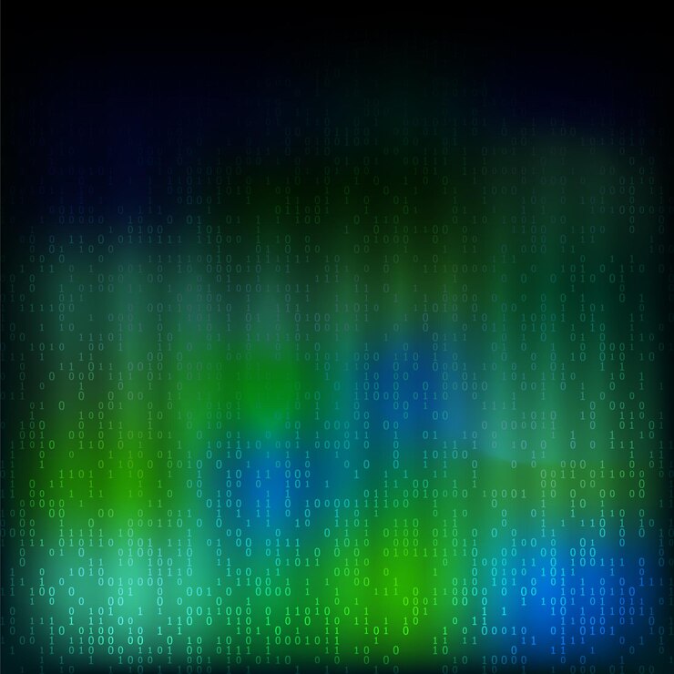 Vector elementos de diseño código de computadora binario patrón de semitono fondo oscuro vector ilustración eps 10 marco con textura de criptografía de datos digitales para algoritmo de red electrónica de tecnología