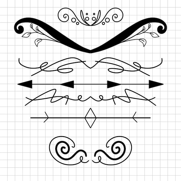 elementos de diseño decorativos aislados, flechas subrayadas y signos