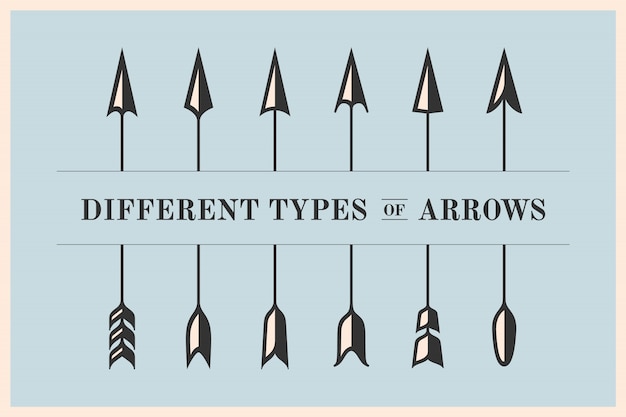 Elementos de diseño diferentes tipos de flechas en estilo retro para señal de navegación