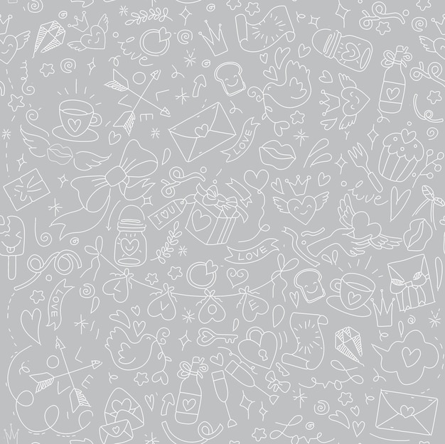 Elementos de diseño de Doodles de amor y corazones de San Valentín