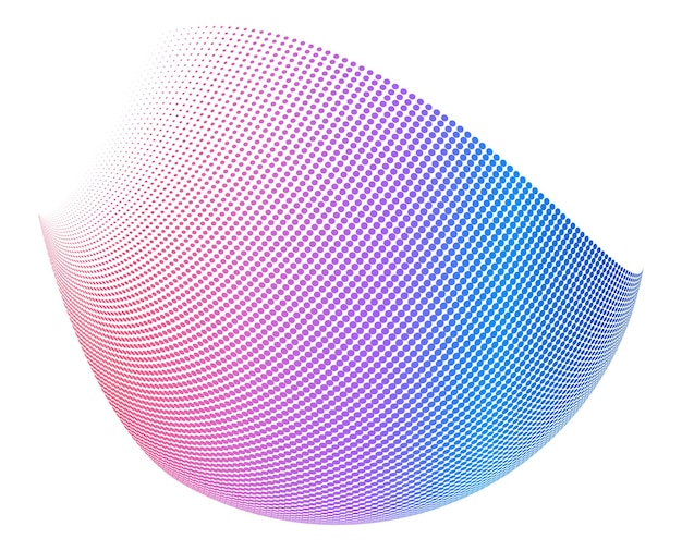 elementos de diseño esfera onda de muchos puntos púrpuras anillo de círculo rayas onduladas verticales abstractas en fondo blanco aisladas ilustración vectorial EPS 10