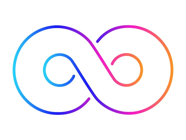 Elementos de diseño Espectro de color de signo de infinito Gradiente de arco iris en forma de símbolo de infinito Degradado colorido de ocho signos Ilustración vectorial EPS 10 digital para promoción de nuevos productos