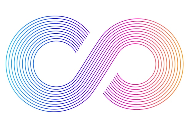 Elementos de diseño Espectro de color de signo de infinito Gradiente de arco iris en forma de símbolo de infinito Degradado colorido de ocho signos Ilustración vectorial EPS 10 digital para promoción de nuevos productos