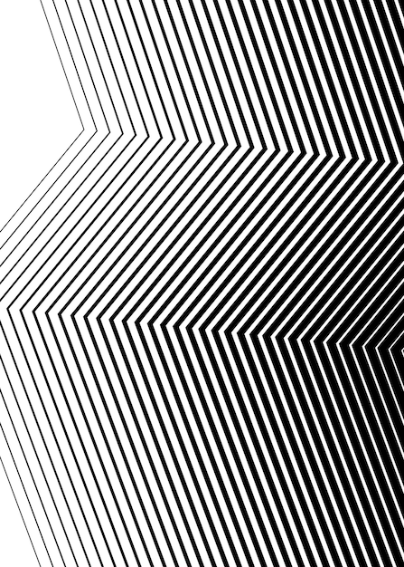 Elementos de diseño Esquinas afiladas curvas muchas rayas Rayas rotas verticales abstractas sobre fondo blanco aislado Arte de banda creativa Ilustración vectorial EPS 10 Líneas negras creadas con la herramienta Mezclar