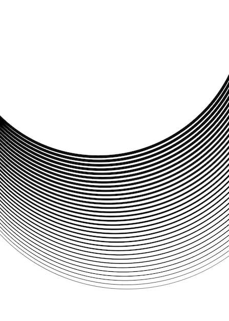 Elementos de diseño Esquinas afiladas curvas muchas rayas Rayas rotas verticales abstractas sobre fondo blanco aislado Arte de banda creativa Ilustración vectorial EPS 10 Líneas negras creadas con la herramienta Mezclar