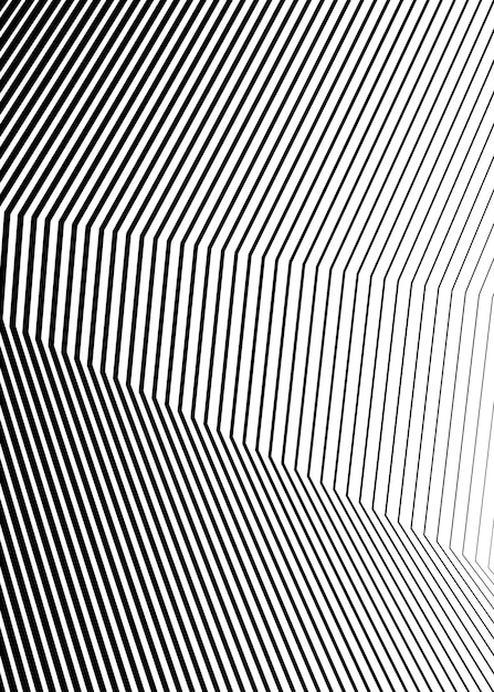 Elementos de diseño Esquinas afiladas curvas muchas rayas Rayas rotas verticales abstractas sobre fondo blanco aislado Arte de banda creativa Ilustración vectorial EPS 10 Líneas negras creadas con la herramienta Mezclar