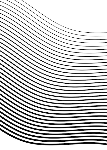 Elementos de diseño Esquinas afiladas curvas muchas rayas Rayas rotas verticales abstractas sobre fondo blanco aislado Arte de banda creativa Ilustración vectorial EPS 10 Líneas negras creadas con la herramienta Mezclar