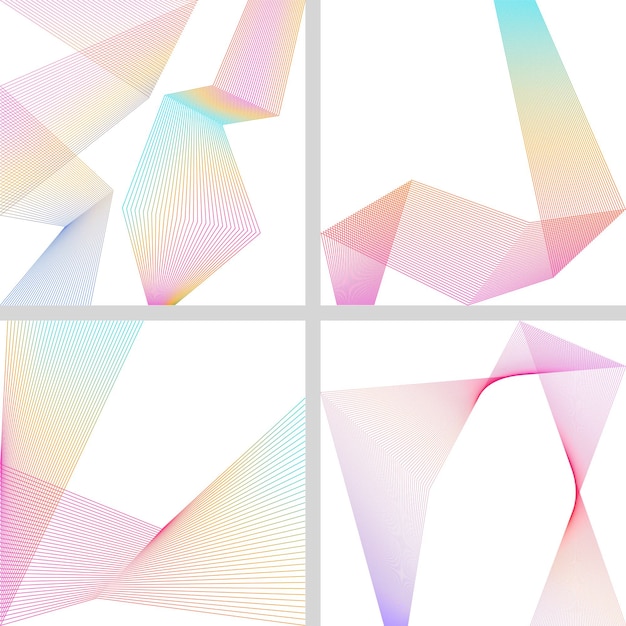 Elementos de diseño Esquinas afiladas curvas ondean muchas líneas Rayas rotas verticales abstractas sobre fondo blanco aisladas Arte de línea creativa Ilustración vectorial EPS 10 Línea negra creada con la herramienta Mezclar