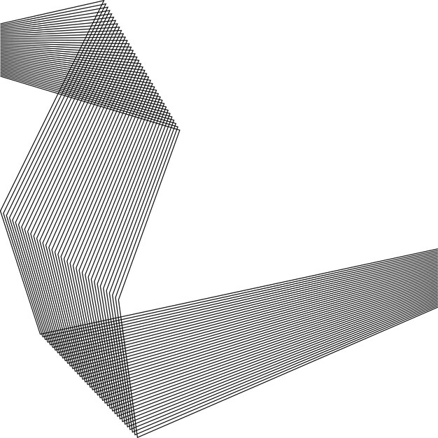 Elementos de diseño Esquinas afiladas curvas ondean muchas líneas Rayas rotas verticales abstractas sobre fondo blanco aisladas Arte de línea creativa Ilustración vectorial EPS 10 Línea negra creada con la herramienta Mezclar