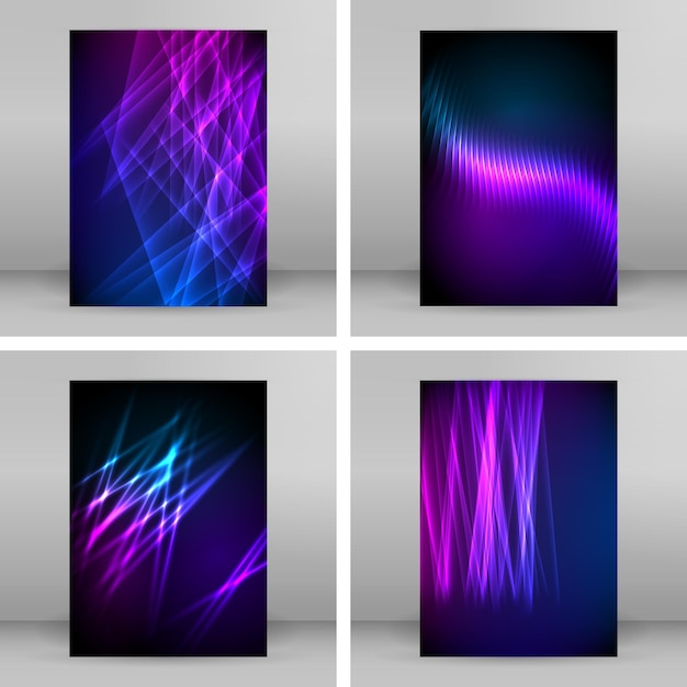 Elementos de diseño de folleto publicitario de fondo púrpura Luz borrosa brillante forma gráfica sirena de policía en colores nocturnos Ilustración vectorial EPS 10 para diseño de folletos boletines de folletos de bienestar