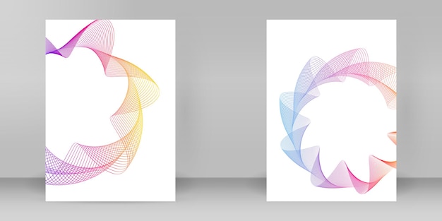 Elementos de diseño de folleto publicitario líneas circulares ondas elemento dorado abstracto sobre fondo blanco plantilla aislada folleto formato A4 diseño folleto tarjeta de menú de café