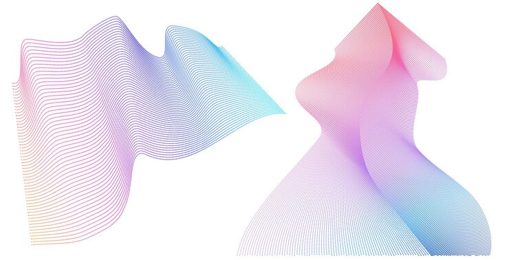 Vector elementos de diseño en fondo blanco aislados arte creativo rayas onduladas abstractas líneas de colores creadas usando blend tool ilustración vectorial eps10 digital para promoción nueva página de portada del informe de producto