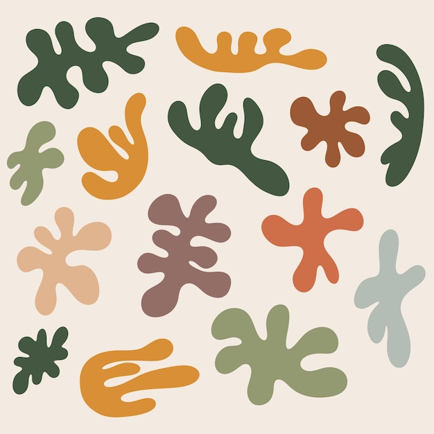 Elementos de diseño de forma orgánica de coral abstracto Formas minimalistas contemporáneas corales estilo matisse Ilustración gráfica vectorial