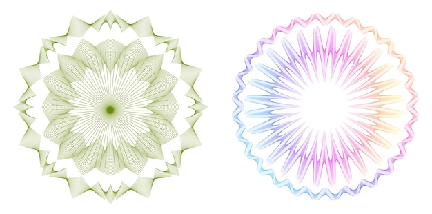 Elementos de diseño guilloche Color suave del arco iris Líneas poligonales de fondo lineal Capa protectora para la plantilla de billetes, diplomas y certificados Ilustración vectorial EPS 10