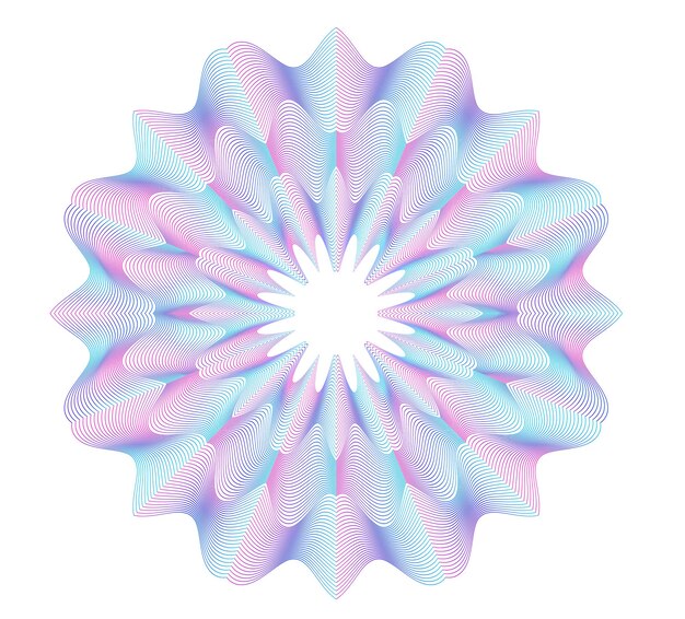 Elementos de diseño guilloche Color suave del arco iris Líneas poligonales de fondo lineal Capa protectora para la plantilla de billetes, diplomas y certificados Ilustración vectorial EPS 10