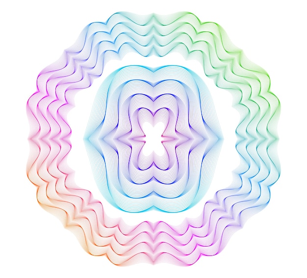 Elementos de diseño guilloche Color suave del arco iris Líneas poligonales de fondo lineal Capa protectora para la plantilla de billetes, diplomas y certificados Ilustración vectorial EPS 10