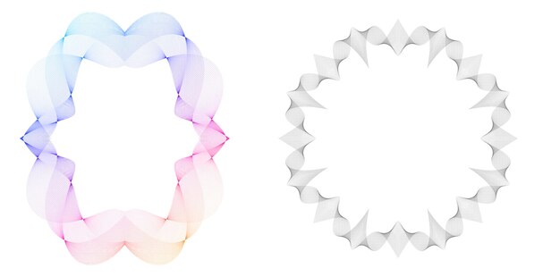 Elementos de diseño guilloche Color suave del arco iris Líneas poligonales de fondo lineal Capa protectora para la plantilla de billetes, diplomas y certificados Ilustración vectorial EPS 10