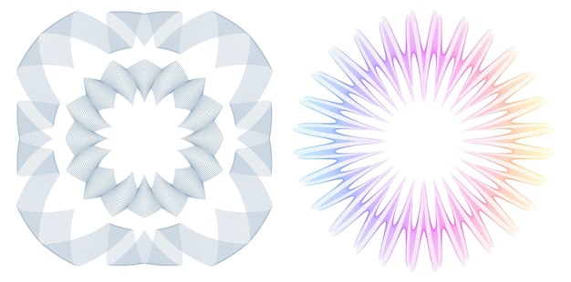 Elementos de diseño guilloche Color suave del arco iris Líneas poligonales de fondo lineal Capa protectora para la plantilla de billetes, diplomas y certificados Ilustración vectorial EPS 10