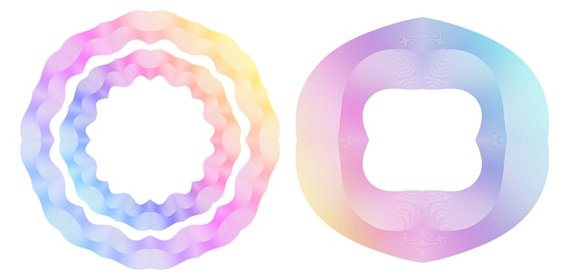 Elementos de diseño guilloche Color suave del arco iris Líneas poligonales de fondo lineal Capa protectora para la plantilla de billetes, diplomas y certificados Ilustración vectorial EPS 10
