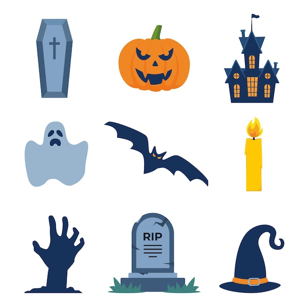 Elementos de diseño de Halloween Clip arts de Halloween con símbolos tradicionales